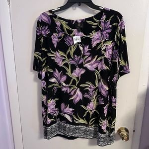 Gorgeous black with purple flowers 3X